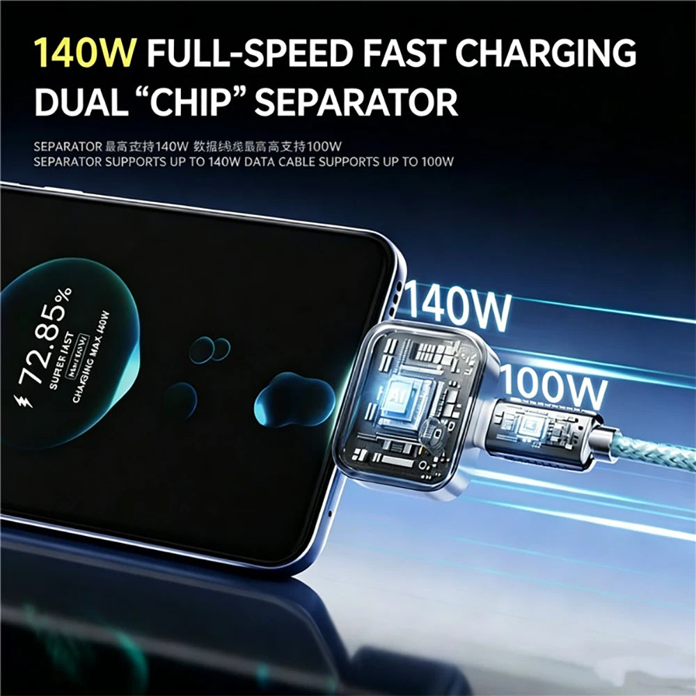 140W Inteligentny Separator Ładowania – Ochrona Baterii przed Przeładowaniem, Auto Wyłączanie, dla Urządzeń Type-C
